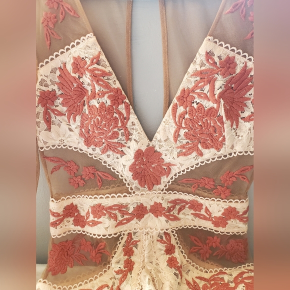 For Love and Lemons Matador tulle lace floral mini dress sexy cocktail event L - Picture 7 of 12